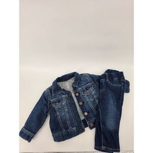 Baby Girl Denim Lot Gap Jacket Jeans OshKosh Overall Dress 4 Pieces 6-12 Months